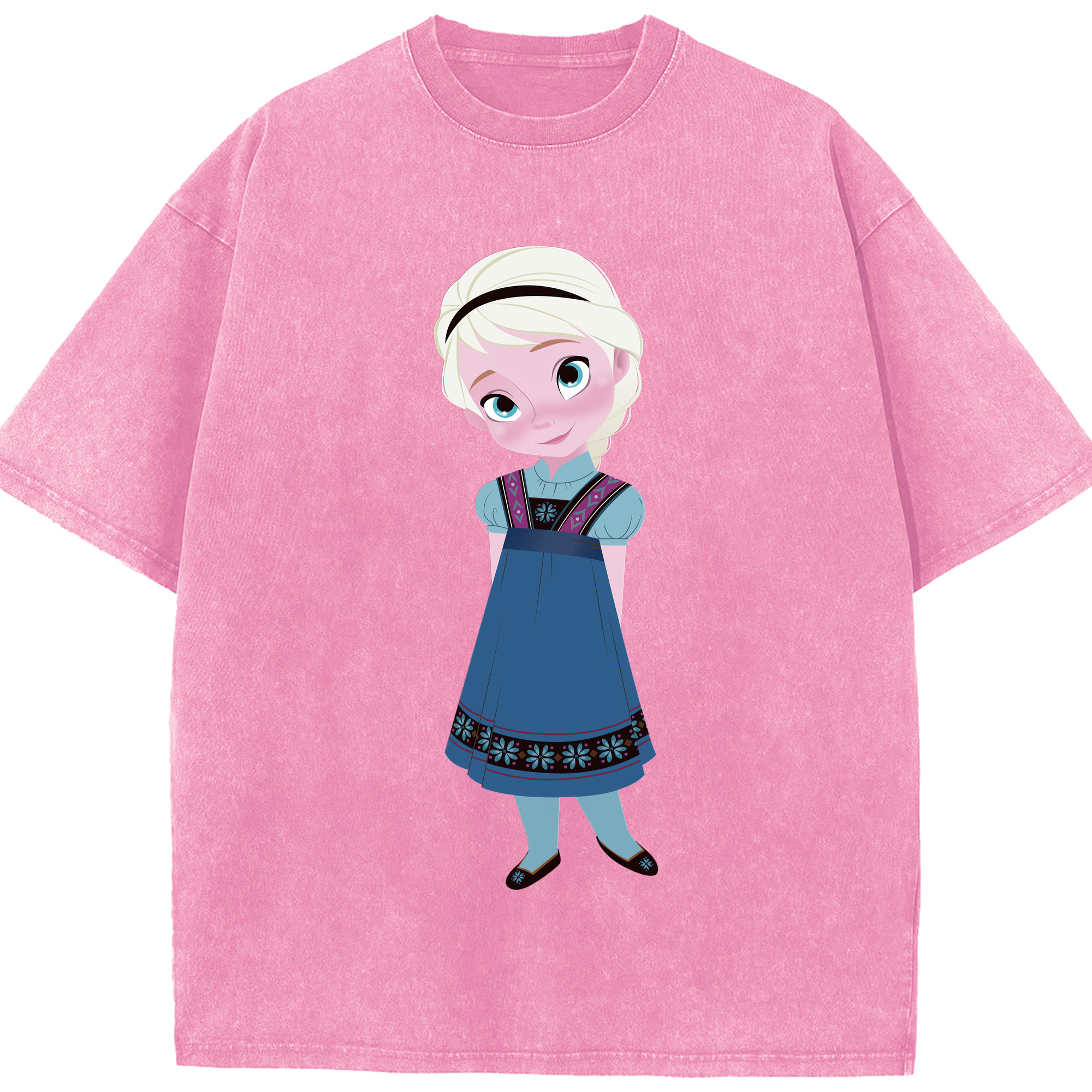 （画像用） アナと雪の女王 アンナ エルサ Frozen Anna Elsa 綿100% ヴィンテージ風 半袖Tシャツ（フロントプリント）